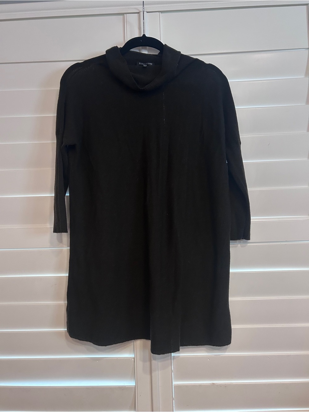 Eileen Fisher Merino Wool Lightweight Cowl Neck Sweater Brown Size Small
